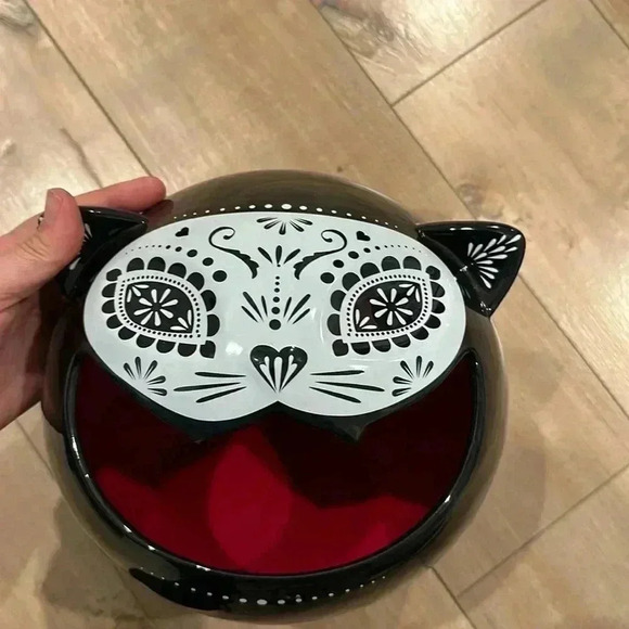 Cat Head Candy Bowl Day of The Dead Large Halloween - Picture 1 of 5